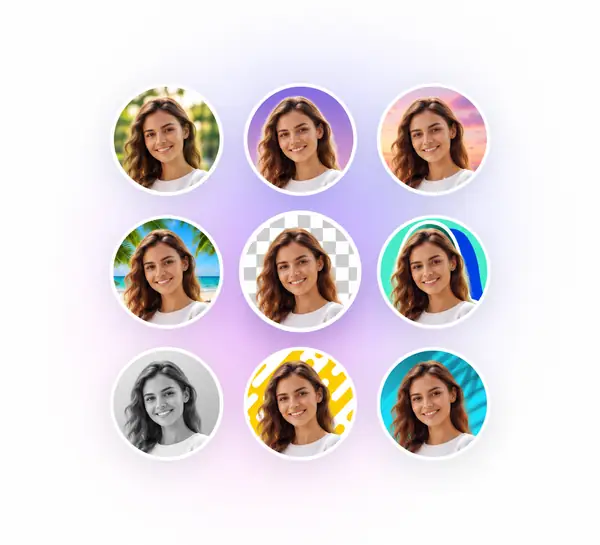 Una selección de tratamientos de color para el mismo retrato de perfil circular