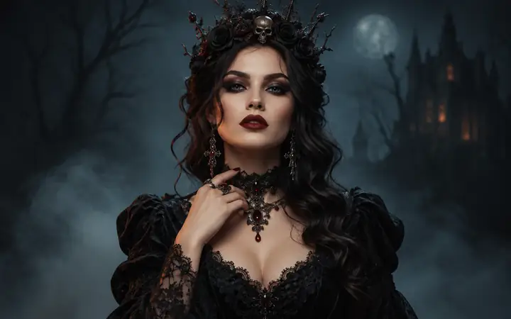 Retrato oscuro y dramático que ilustra ideas para fotos de perfil de Halloween